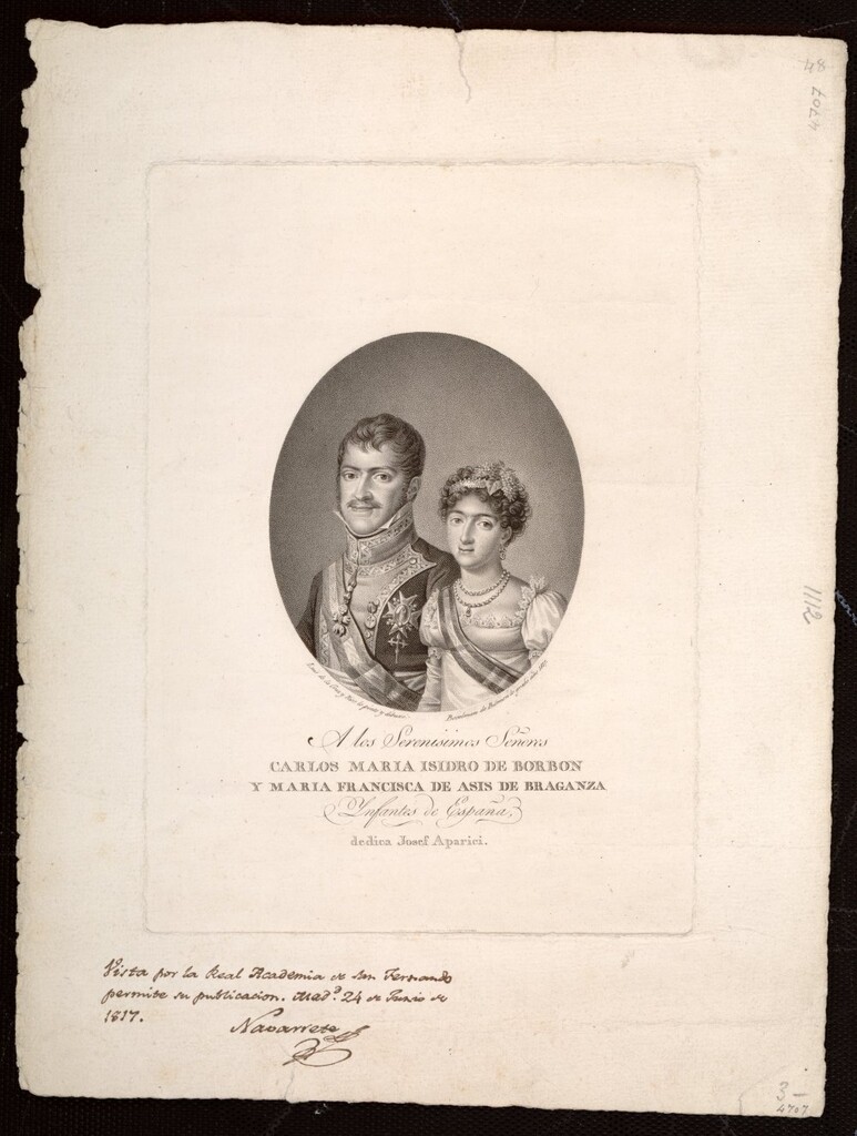 Miniatura de Carlos María Isidro de Borbón y María Francisca de Asís de Braganza