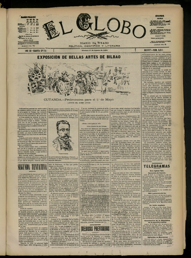 Miniatura de El Globo : diario ilustrado del 17 de agosto de 1894, nº 6853
