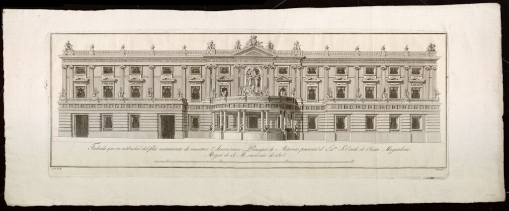 Miniatura de Adorno de la fachada de la casa de los condes de Oñate en 1803