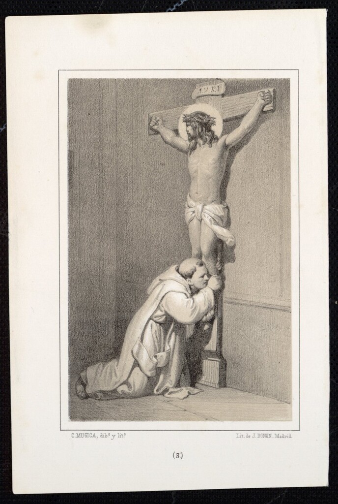 Miniatura de Monje abrazando a Cristo