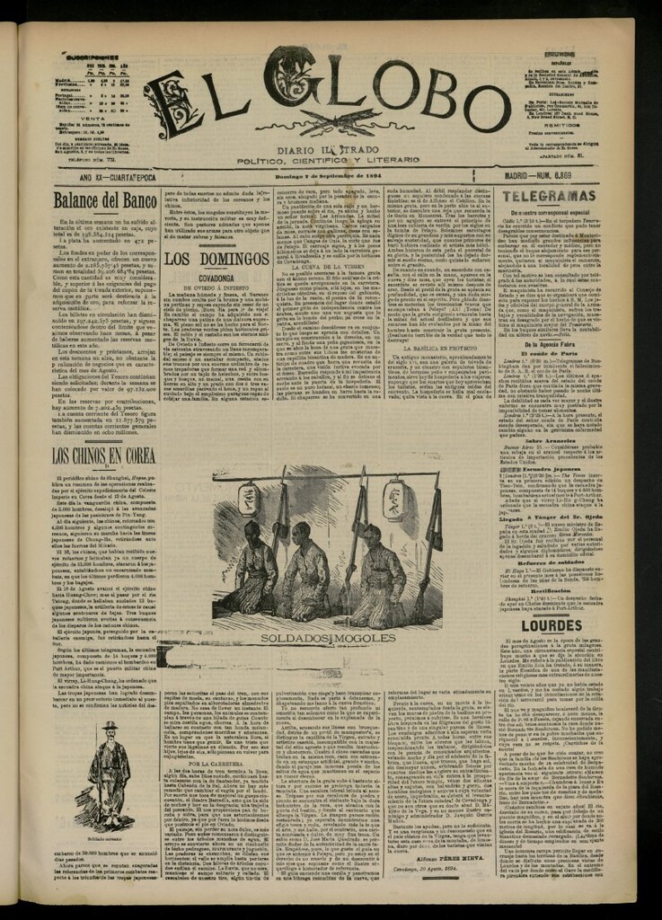 Miniatura de El Globo : diario ilustrado del 2 de septiembre de 1894, nº 6869