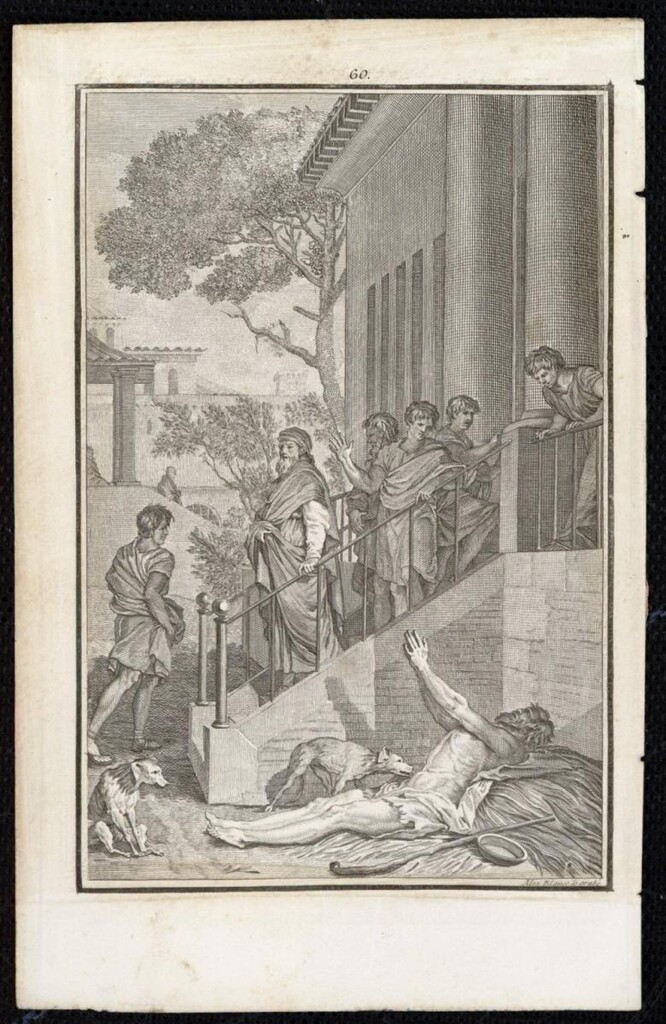 Miniatura de Parábola del rico Epulón y el pobre Lázaro
