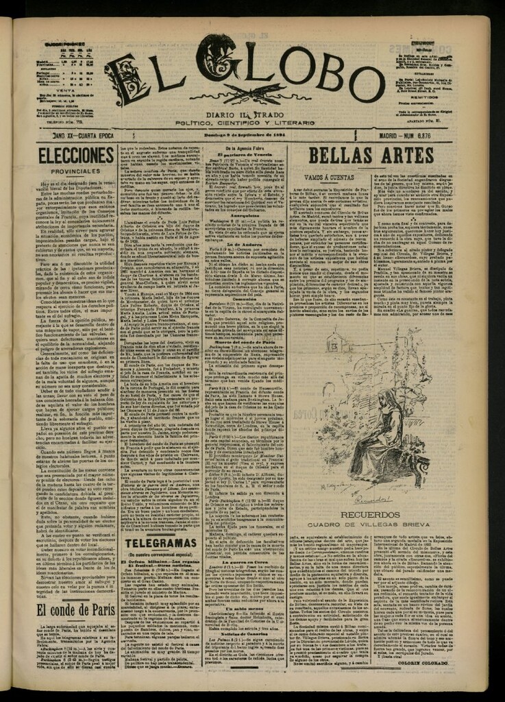 Miniatura de El Globo : diario ilustrado del 9 de septiembre de 1894, nº 6876