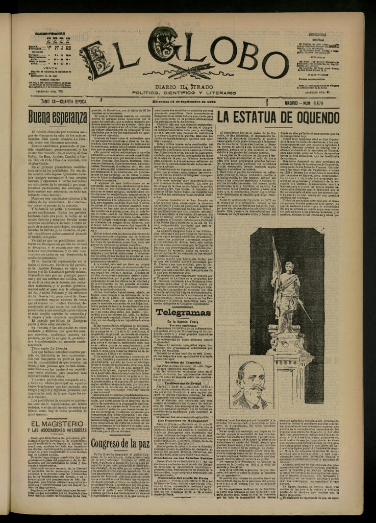 Miniatura de El Globo : diario ilustrado del 12 de septiembre de 1894, nº 6879