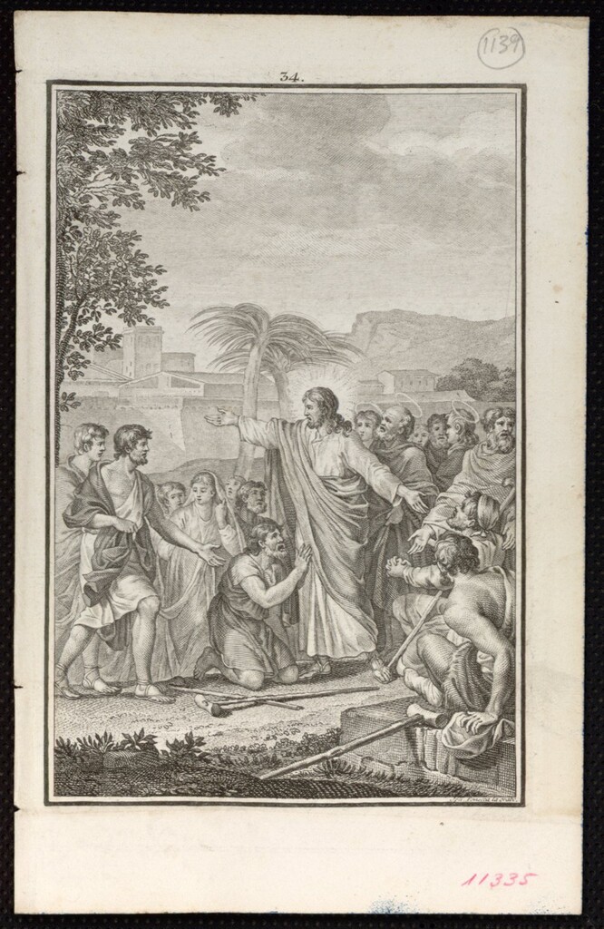 Miniatura de Jesús y los discípulos de Juan el Bautista
