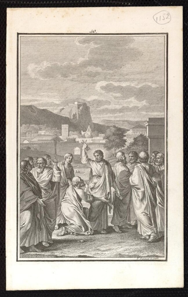 Miniatura de Jesús y San Pedro