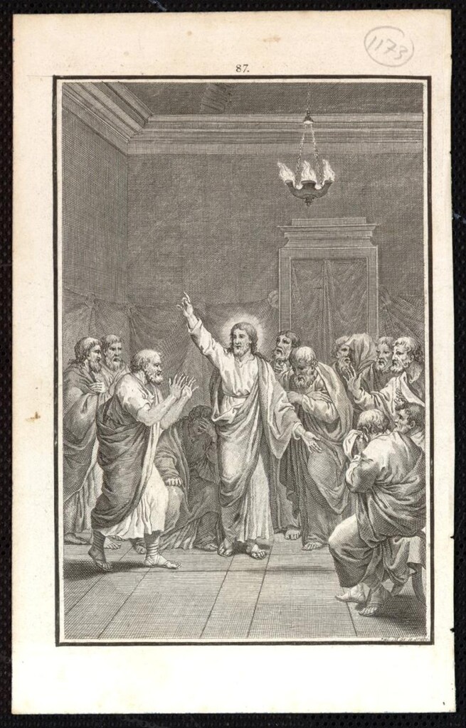 Miniatura de Jesús predicando a los discípulos
