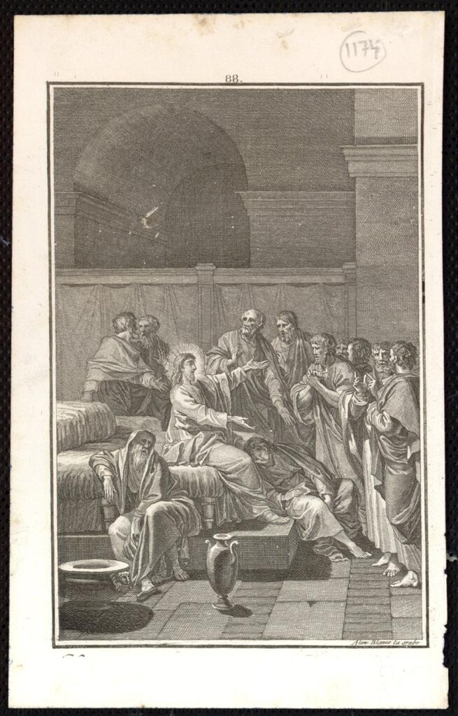 Miniatura de Jesús predicando a los discípulos