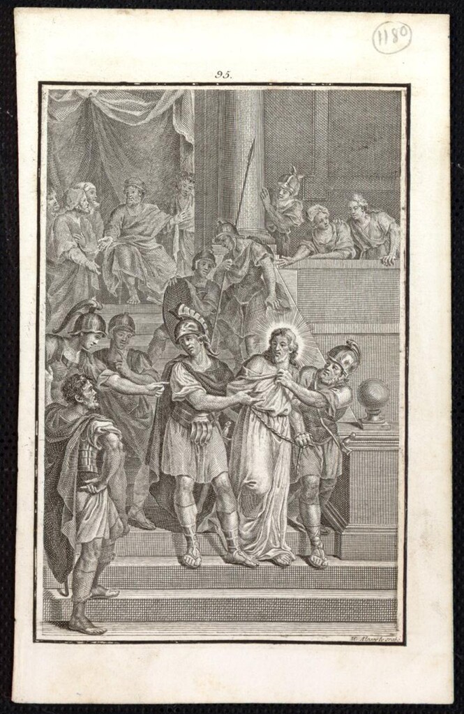Miniatura de Jesús ante Herodes