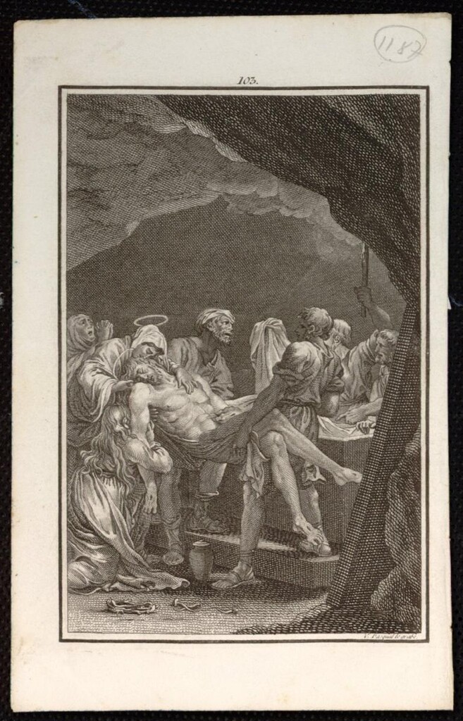 Miniatura de Jesús en el sepulcro