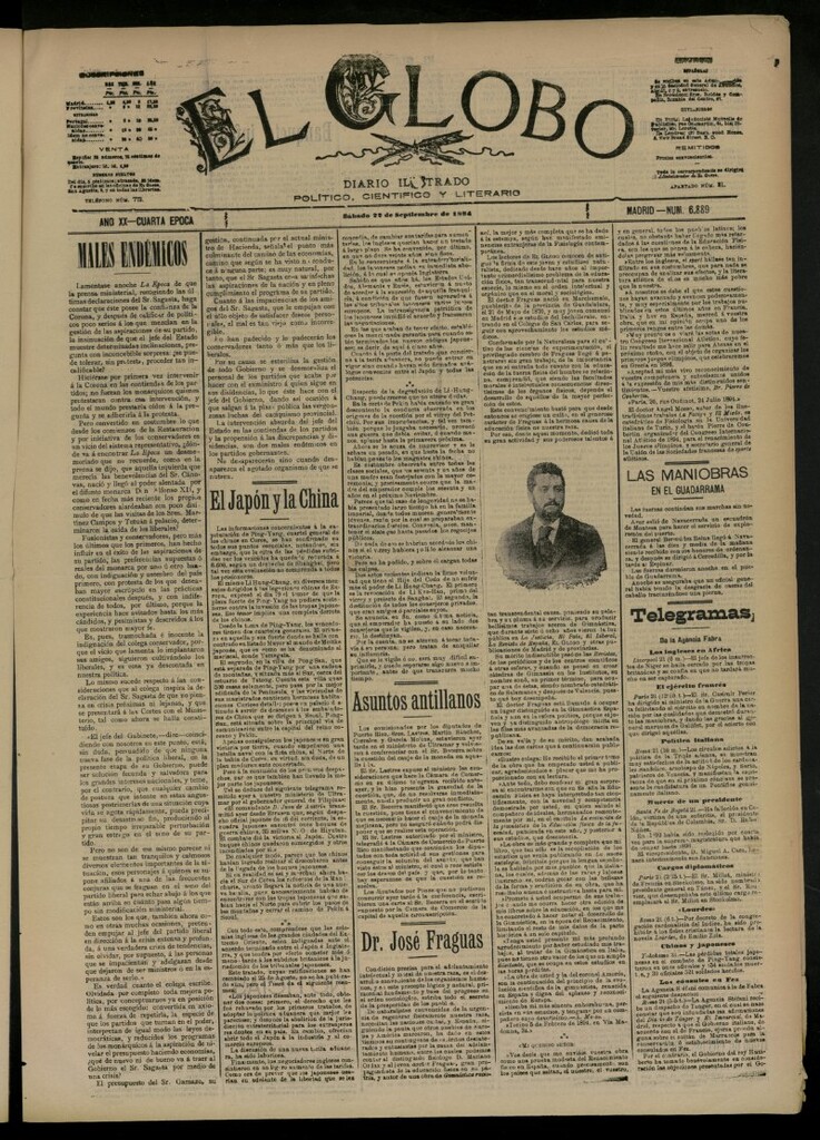 Miniatura de El Globo : diario ilustrado del 22 de septiembre de 1894, nº 6889