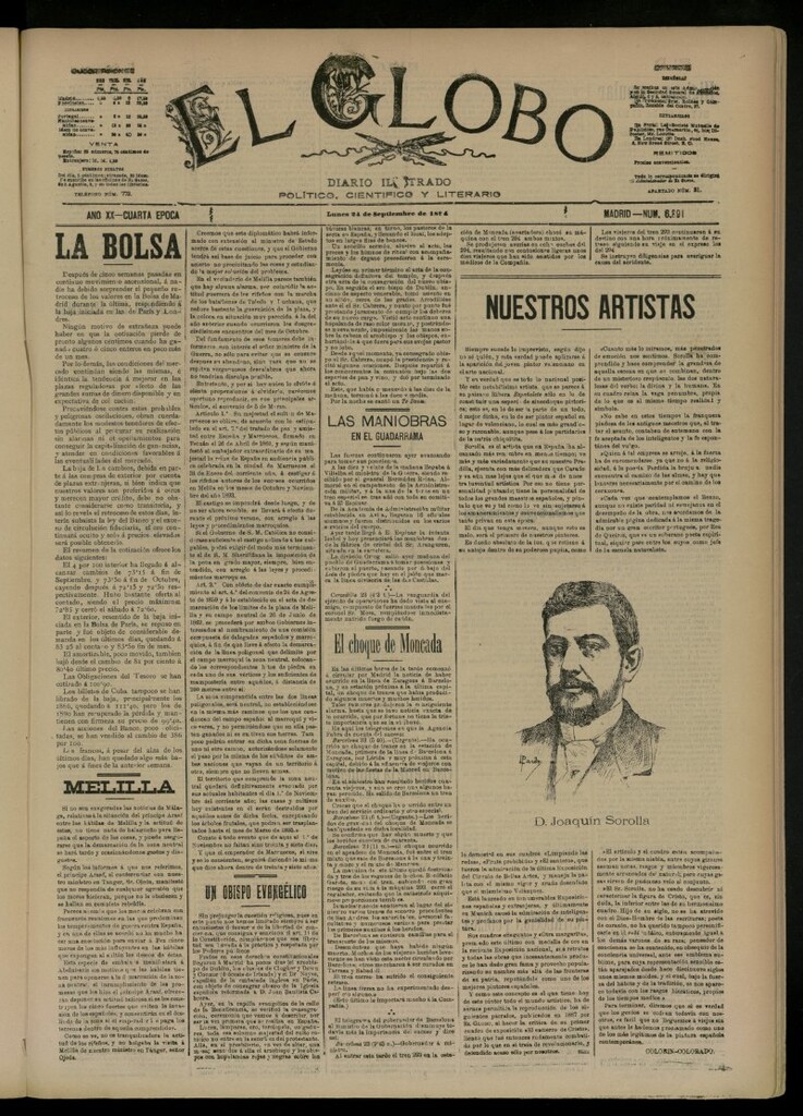 Miniatura de El Globo : diario ilustrado del 24 de septiembre de 1894, nº 6891