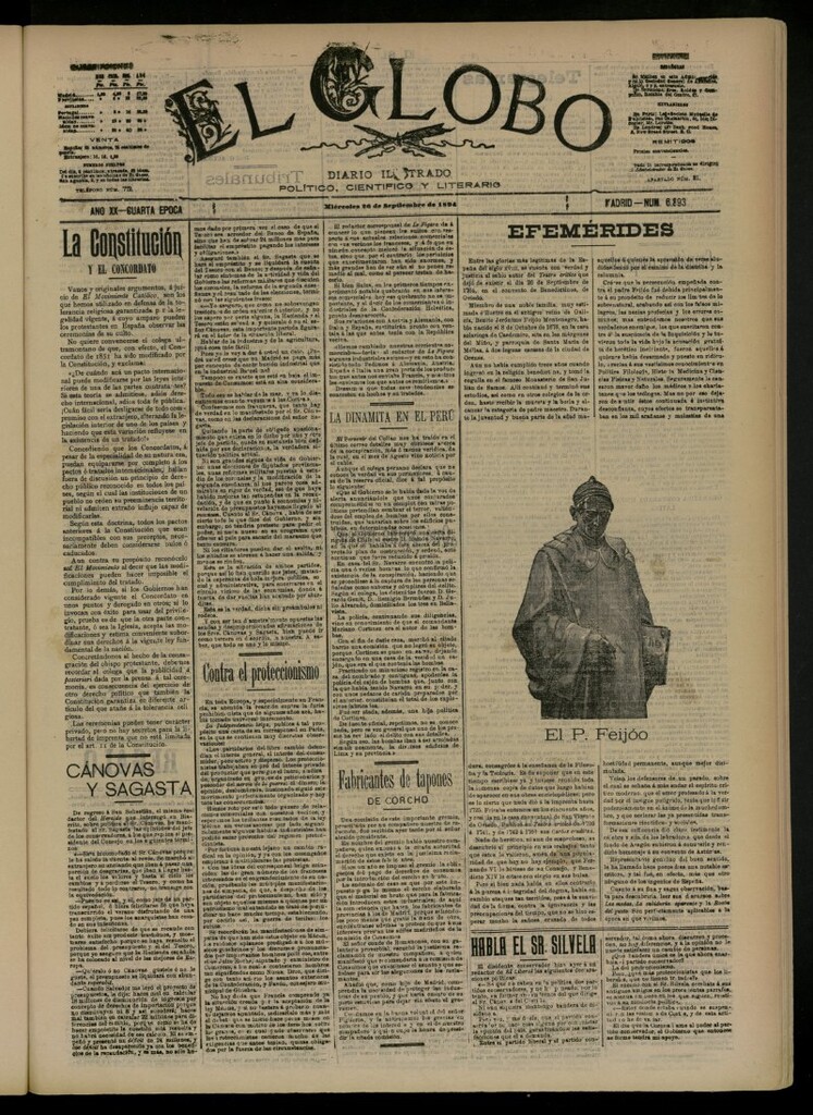 Miniatura de El Globo : diario ilustrado del 26 de septiembre de 1894, nº 6893