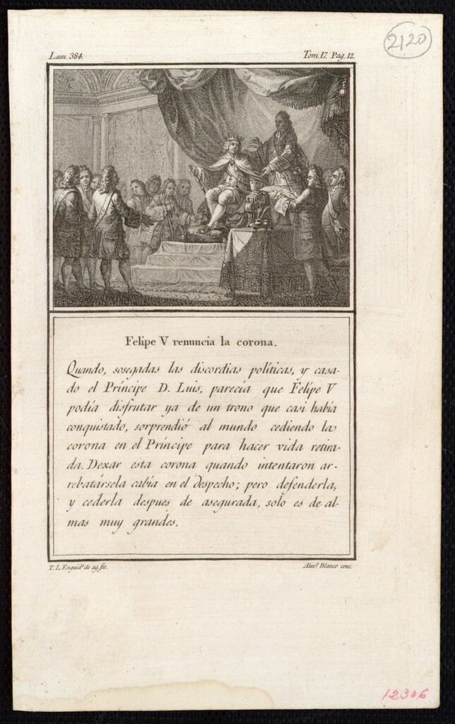 Miniatura de Felipe V renuncia a la corona