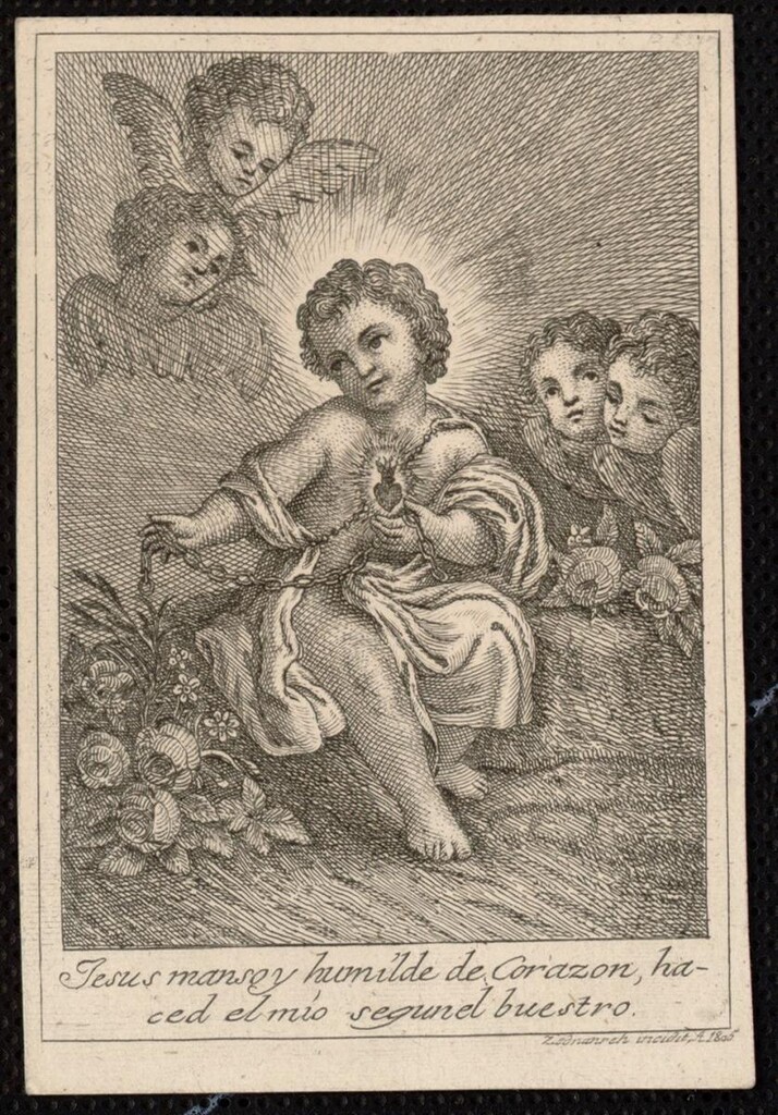 Miniatura de Jesús manso y humilde de corazón, haced el mío según el buestro