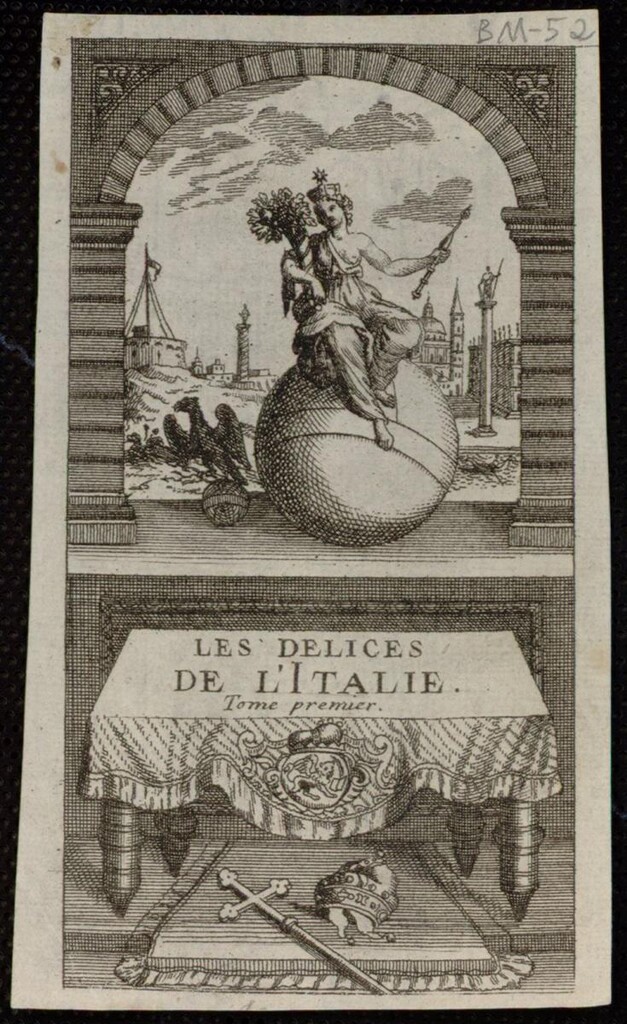 Miniatura de Portada del tomo I de “Les Delices de l´Italie”