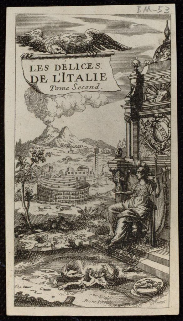 Miniatura de Portada del tomo II de “Les Delices de l´Italie”
