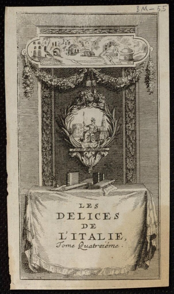 Miniatura de Portada del tomo IV de “Les Delices de l´Italie”
