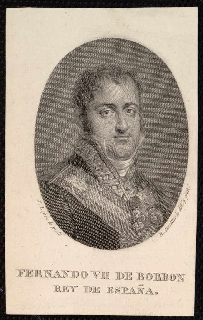Miniatura de Fernando VII de Borbon, rey de España