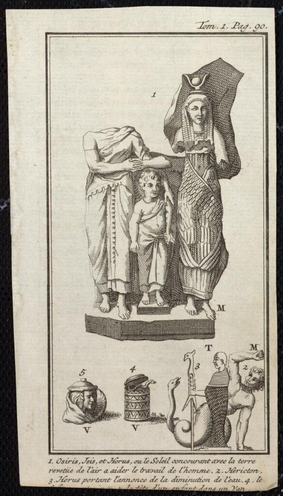 Miniatura de Osiris, Isis y Horus
