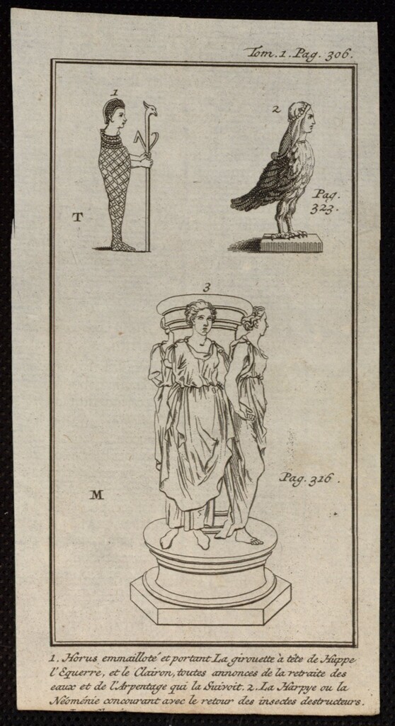 Miniatura de Horus, Harpía y las Tres Gracias