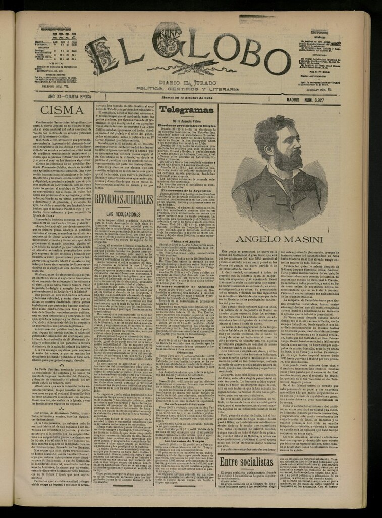 Miniatura de El Globo : diario ilustrado del 30 de octubre de 1894, nº 6927