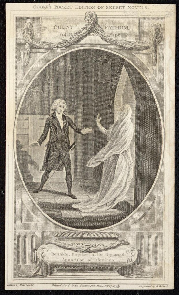 Miniatura de Escena del “Count Phatom”, de Tobías Smollet
