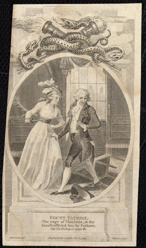 Miniatura de Escena del “Count Phatom”, de Tobías Smollet