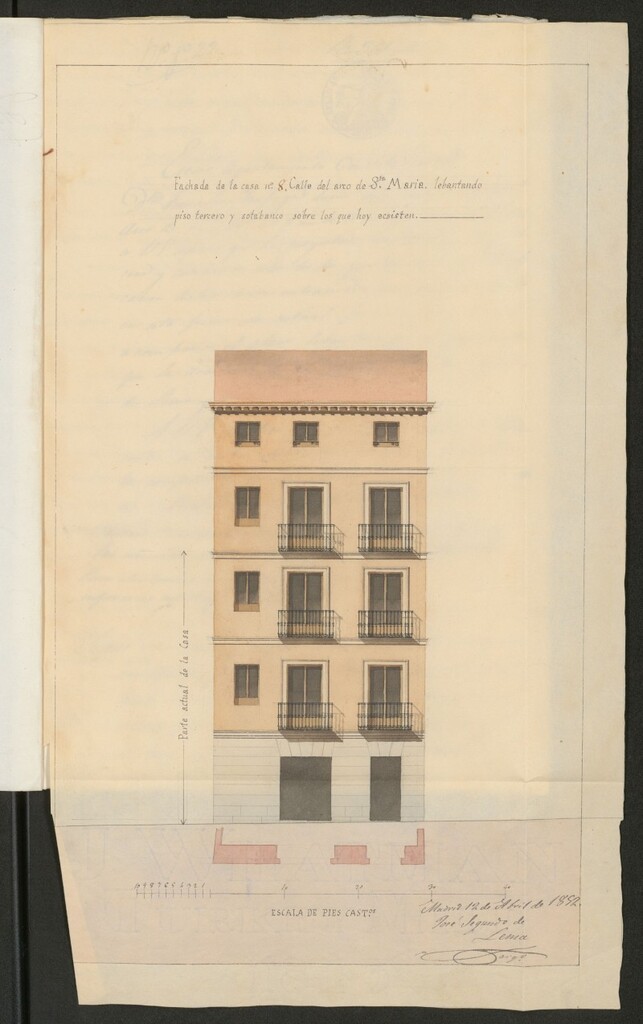 Miniatura de Licencia a Don Francisco Trapaga, para obras en la calle Arco de Santa María, nº 8 y 11, manzana 312