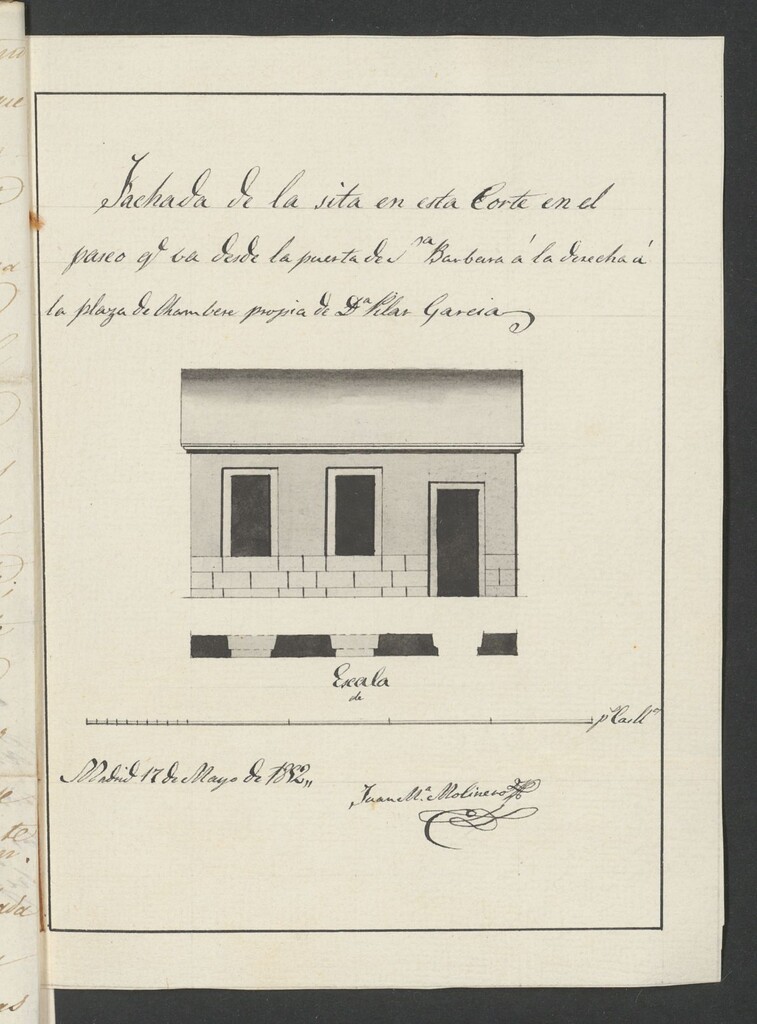 Miniatura de Licencia a Don Juan Mendizábal, para construir en las afueras de Santa Bárbara a Chamberí, manzanas 61 y 72