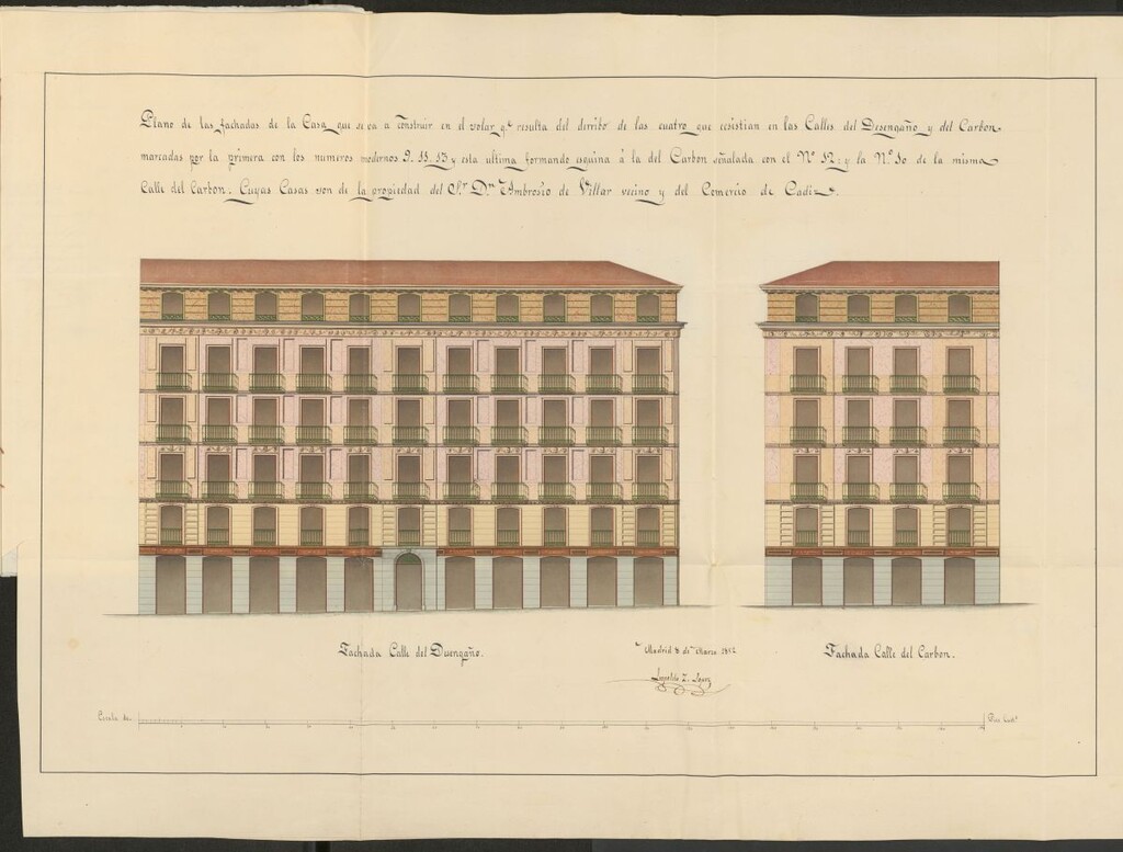 Miniatura de Licencia a Don Ambrosio Villar, para construir calle del Desengaño, nº 9, 11 y 13, manzana 355