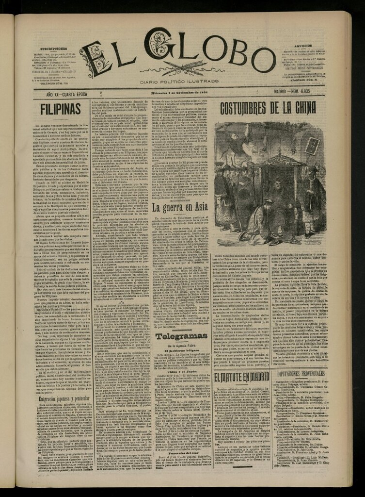 Miniatura de El Globo : diario ilustrado del 7 de noviembre de 1894, nº 6935
