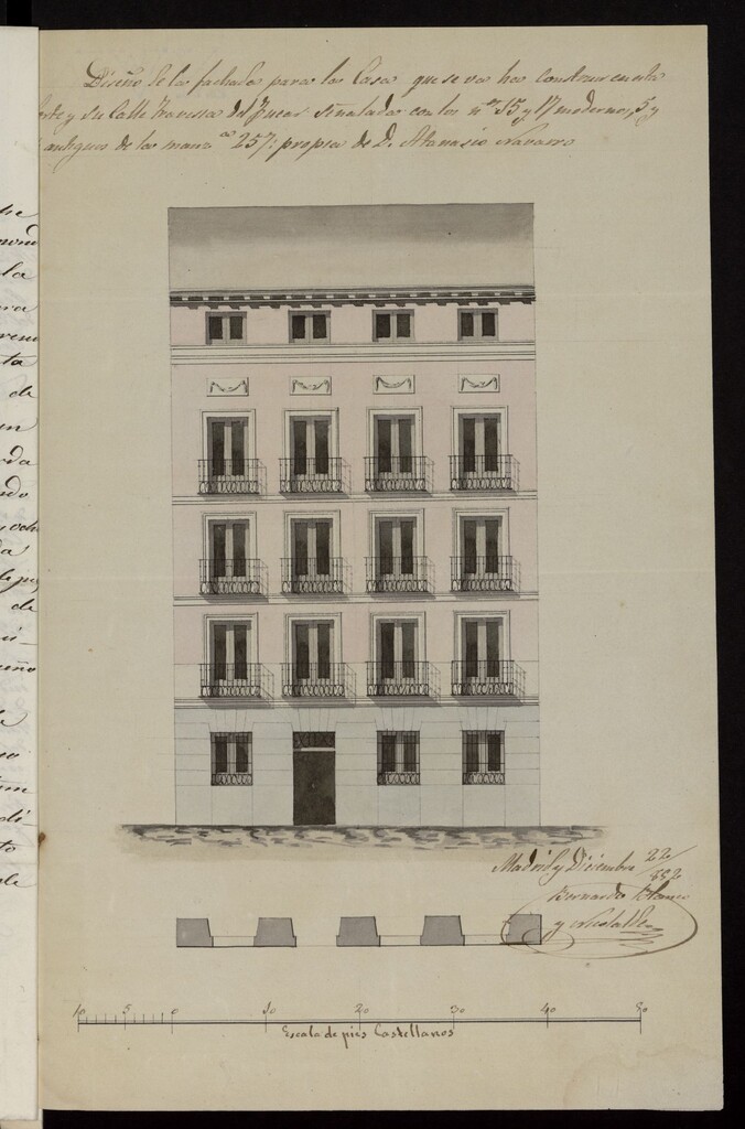 Miniatura de Licencia a D. Atanasio Navarro, para construir en travesía de Fucar, nº 15 y 5, manzana 257