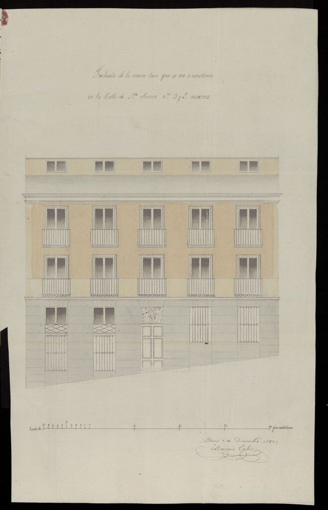 Miniatura de Licencia a D. Manuel de la Vega, para construir en la calle de S. Simón, nº 3, 5 y 6, 7, manzana 28