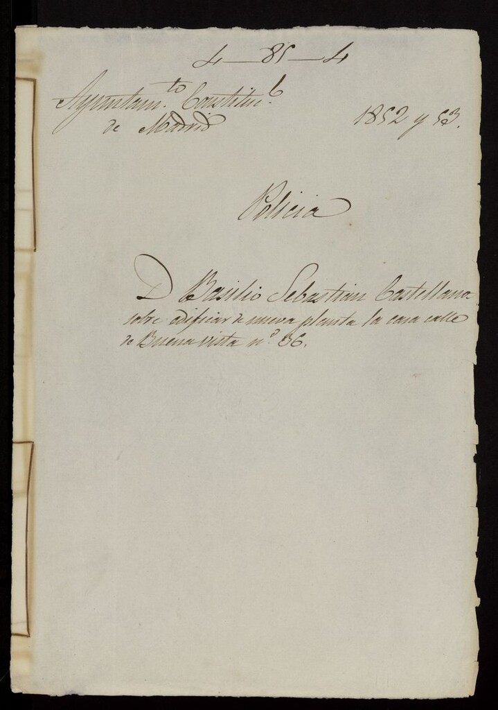 Miniatura de Licencia a D. Basilio Sebastián Castellanos, calle de la Buenavista, nº 36 y 10, manzana 33