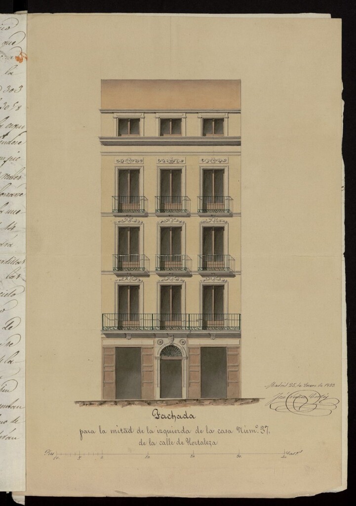 Miniatura de Licencia a Dª Victoria González del Río, para construir en la calle de Hortaleza, nº 35, manzana 303