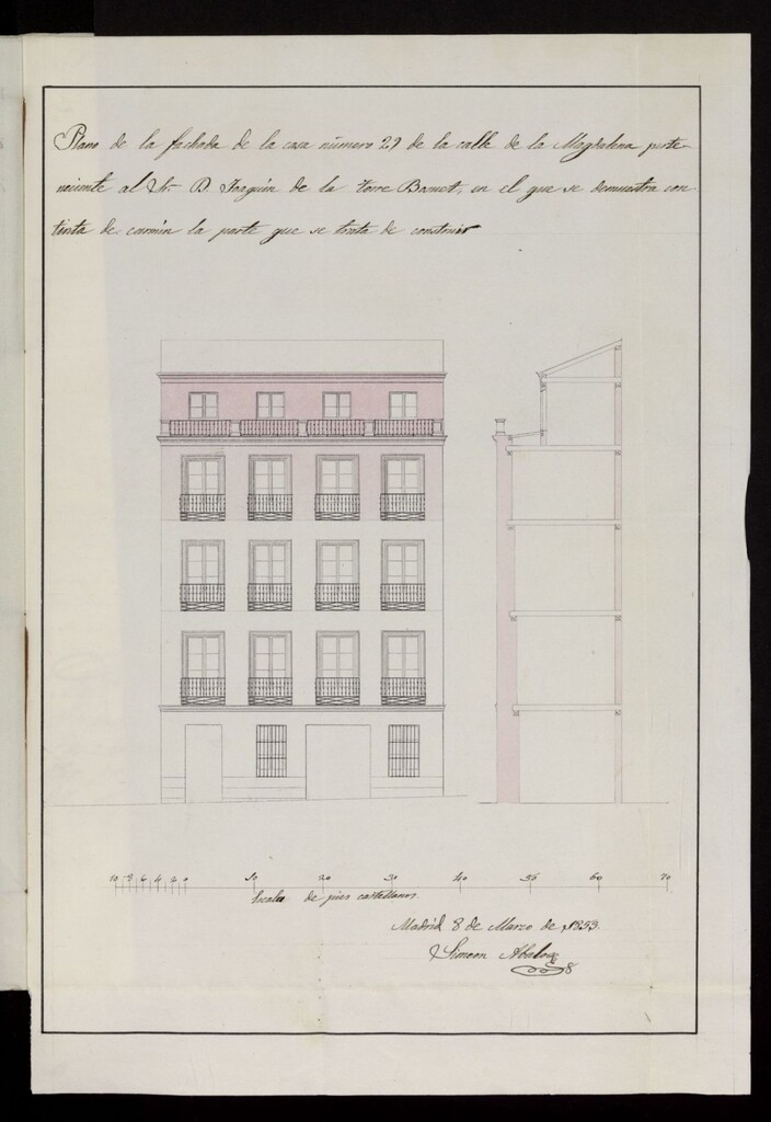 Miniatura de Licencia a D. Joaquín de la Torre y Bosnet, para construir piso 3º y sotabanco en la calle de la Magdalena, nº 29