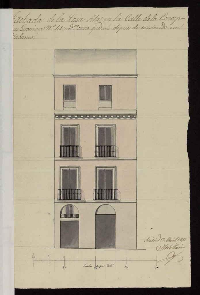 Miniatura de Licencia a D. Enrique Espejo Navarro, ,por D. Antonio Mª Campos, para obras calle de Concepción Geromina, nº 41 y 3, manzana 160