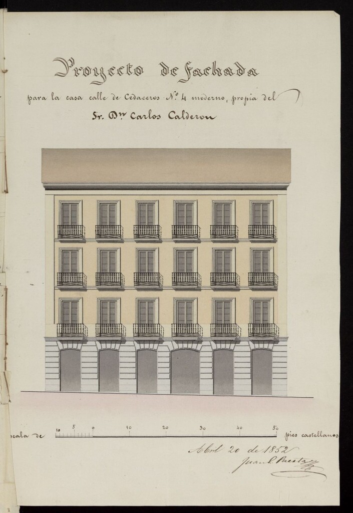 Miniatura de Licencia a D. Carlos de Lizaguirre, por D. Carlos Calderón, para construir en la calle de Cedaceros, nº 4, manzana 265