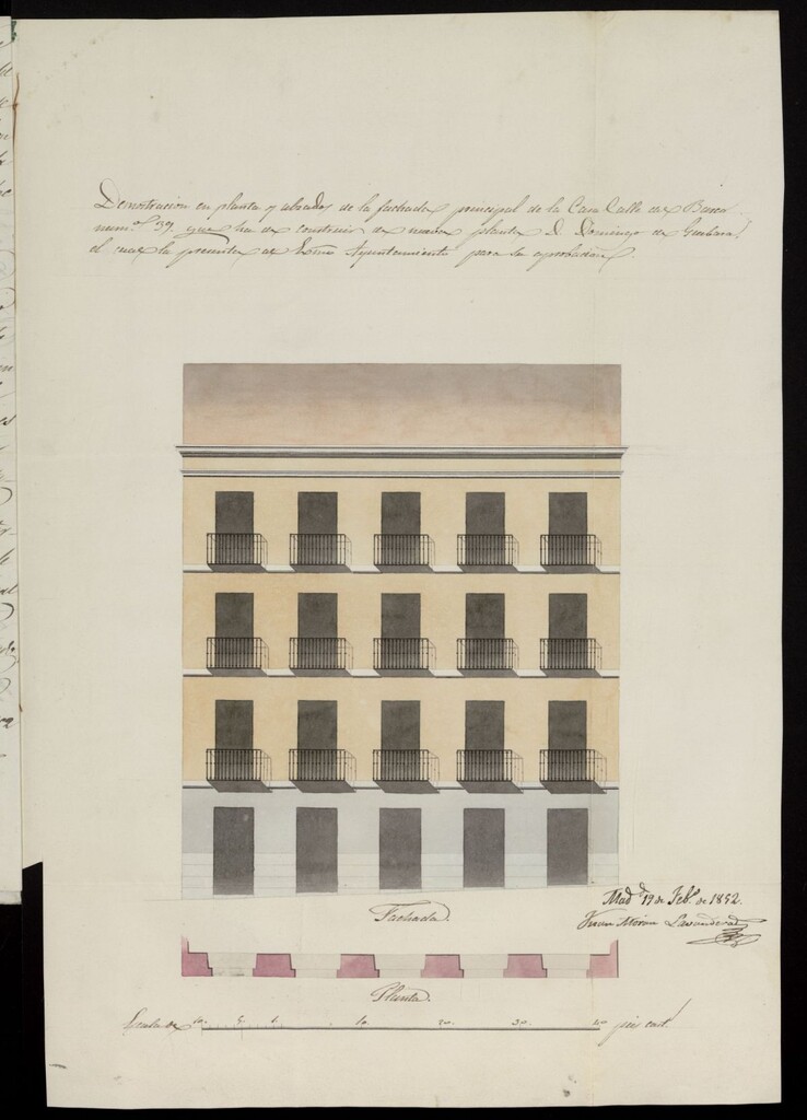 Miniatura de Licencia a D. Domingo de Guevara, para construir en calle del Barco, nº 39, manzana 363