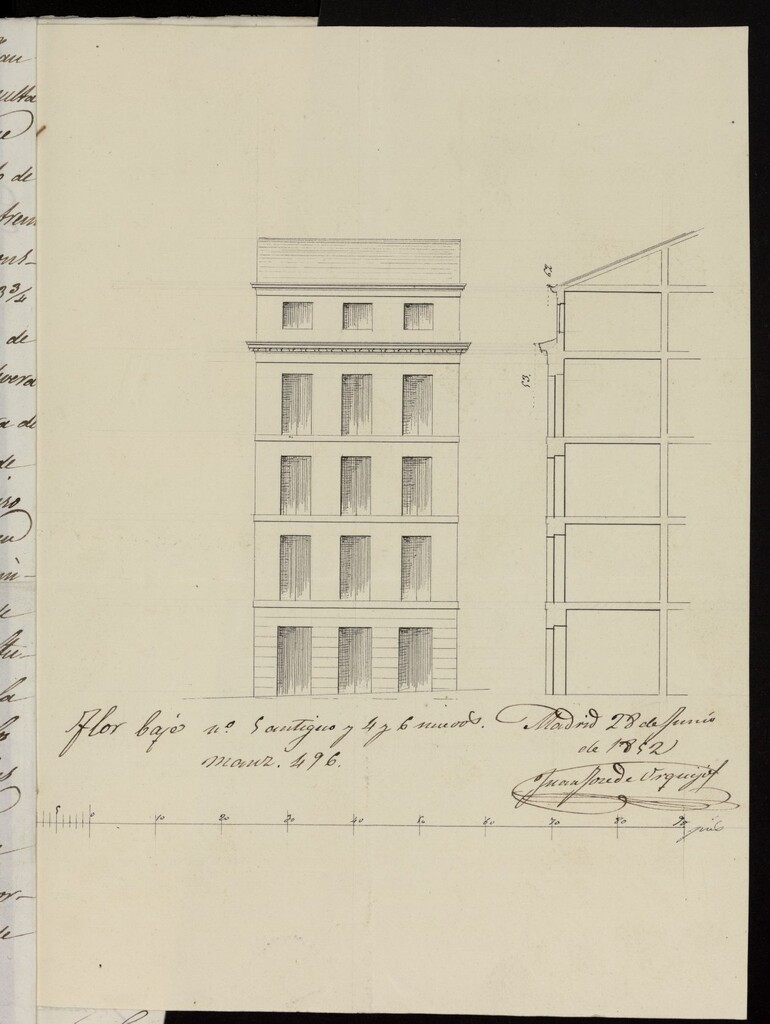 Miniatura de Licencia a D. Juan López, para construir calle de la Flor Baja, nº 4,6 y 5, manzana 496
