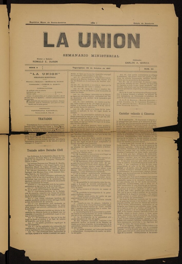 Miniatura de La Unión: Semanario ministerial del 30 de octubre de 1897, nº 50