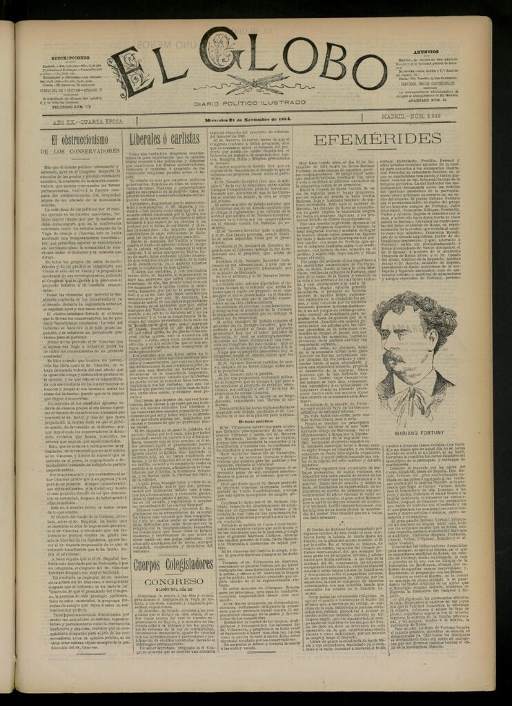 Miniatura de El Globo : diario ilustrado del 21 de noviembre de 1894, nº 6949
