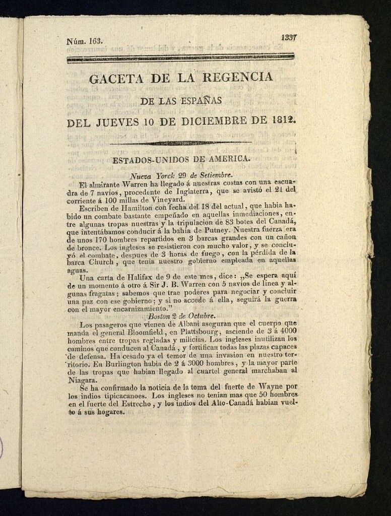 Miniatura de Gazeta de la Regencia de España e Indias del 10 de diciembre de 1812
