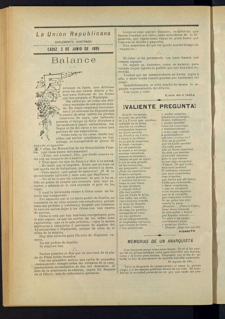 Miniatura de La Unión Republicana: suplemento ilustrado del 2 de junio de 1895