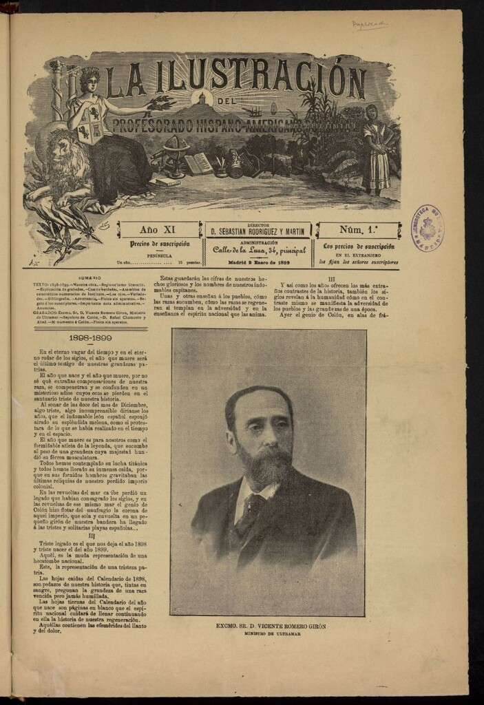 Miniatura de La Ilustración del Profesorado Hispano-Americano-Colonial del 2 de enero de 1899