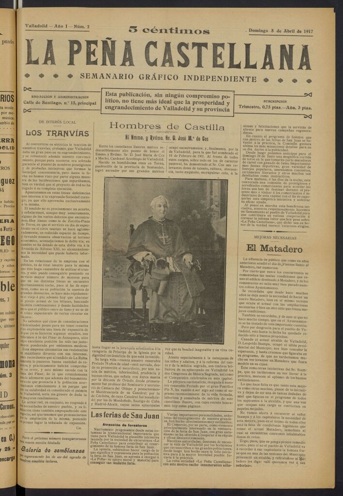Miniatura de La Peña Castellana del 8 de abril de 1917