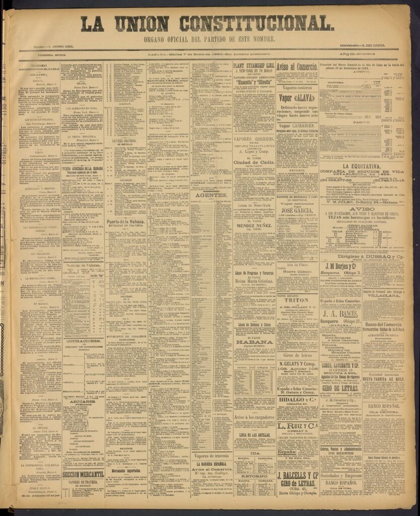 Miniatura de La Unión Constitucional: Organo oficial del partido de este nombre del 7 de enero de 1890