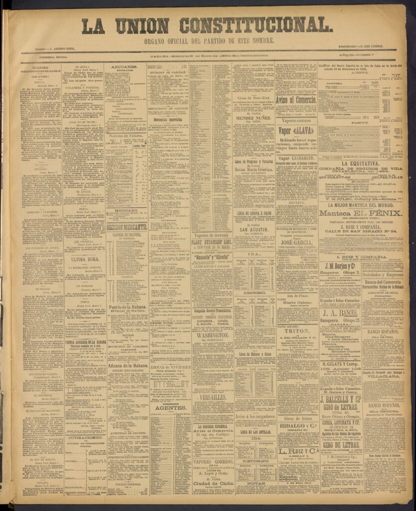 Miniatura de La Unión Constitucional: Organo oficial del partido de este nombre del 8 de enero de 1890