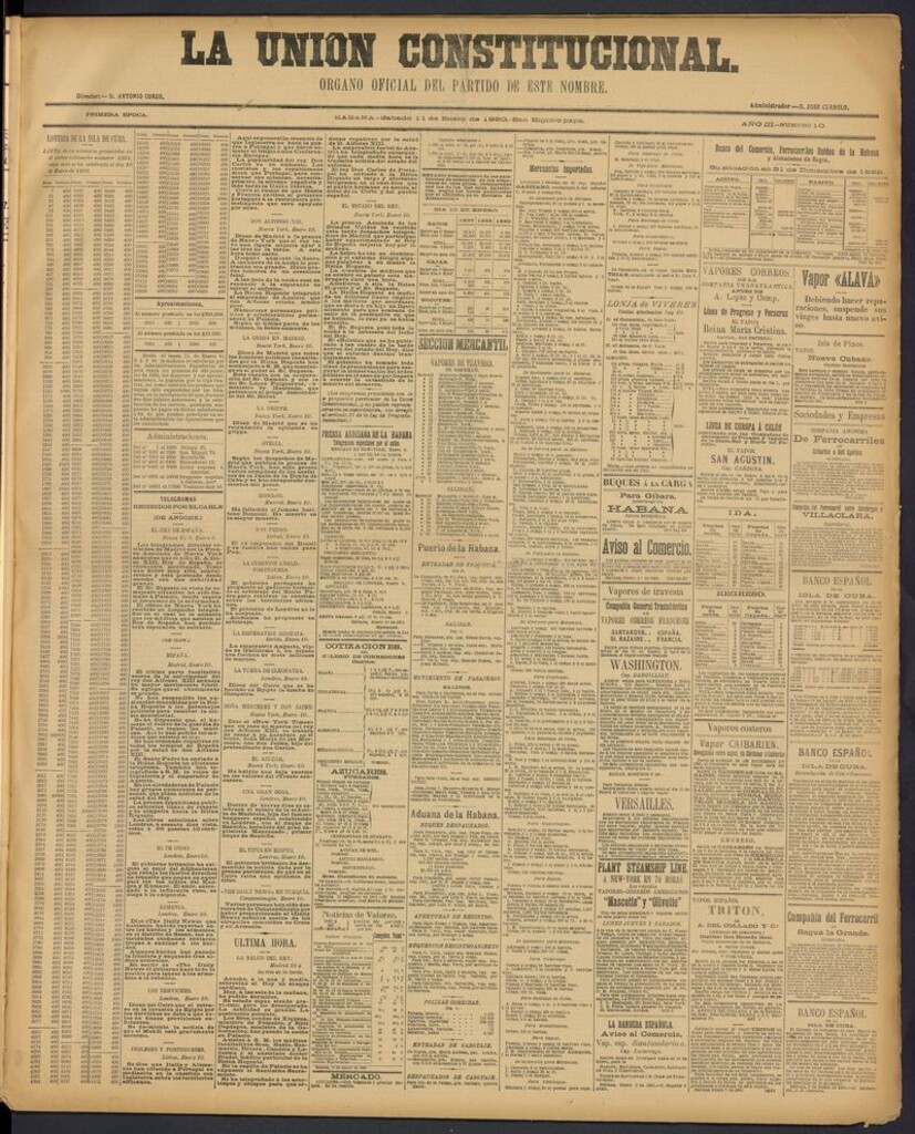 Miniatura de La Unión Constitucional: Organo oficial del partido de este nombre del 11 de enero de 1890